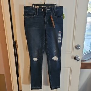 Levi Dark Blue Skinny Distressed Jeans